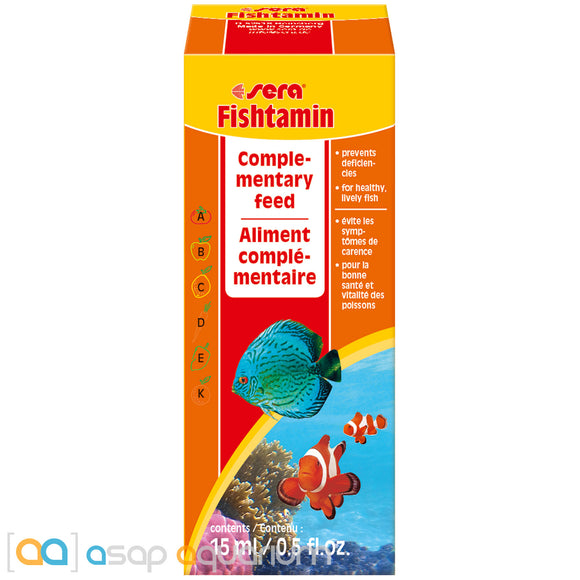 Sera Fishtamin 15 ml Liquid Vitamin Formula for Marine & Freshwater Fish - www.ASAP-Aquarium.com