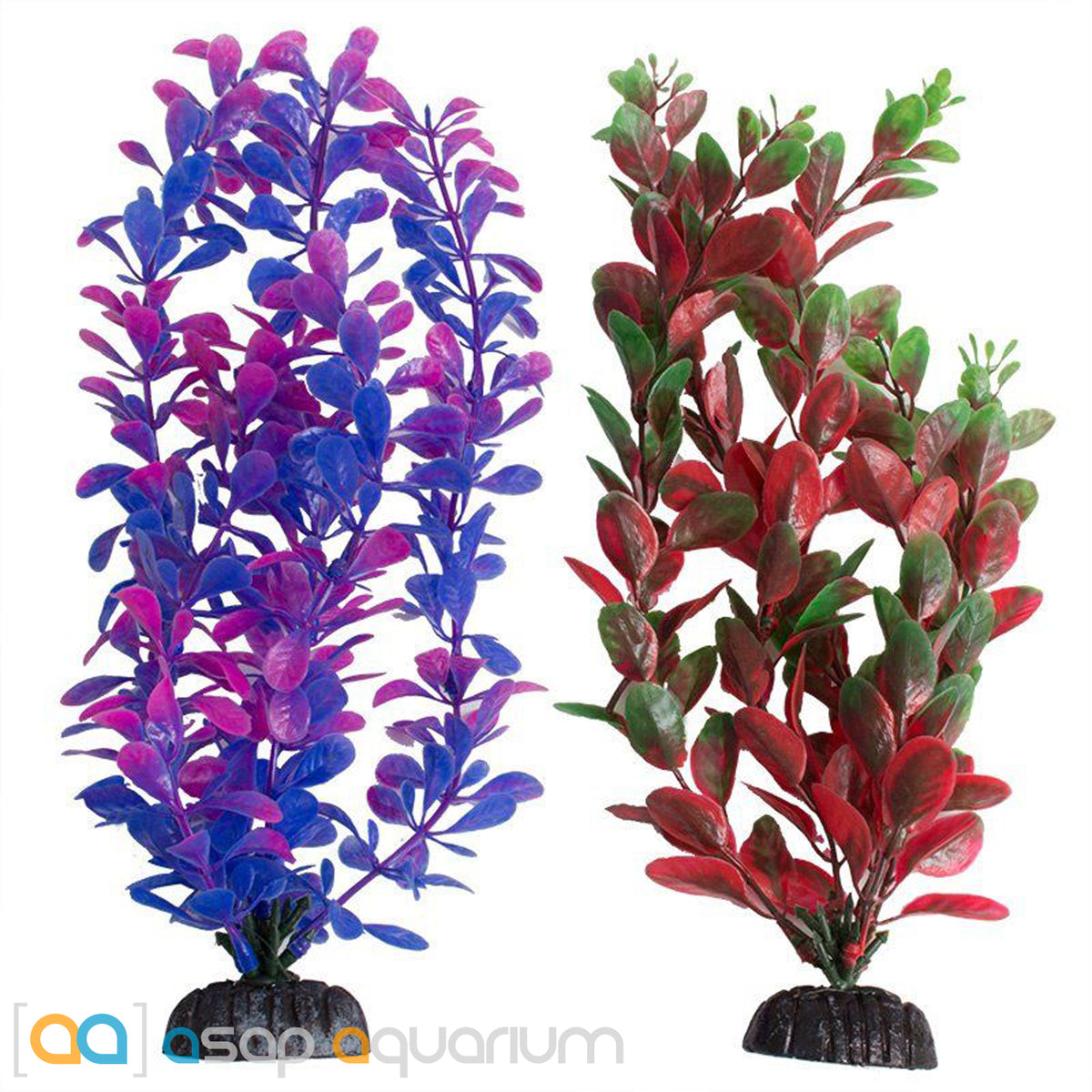 plastic aquarium plants for sale Aquatop Aquarium Plants 2 Pack Purple Pink & Green Red 15" High– ASAP Aquarium