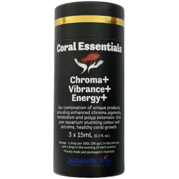 Coral Essentials Chroma+ Vibrance+ Energy+ 3 Pack 15mL Each - www.ASAP-Aquarium.com