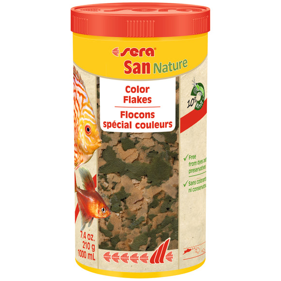 sera San Nature 1,000mL Freshwater Fish Food Color Flakes - www.ASAP-Aquarium.com