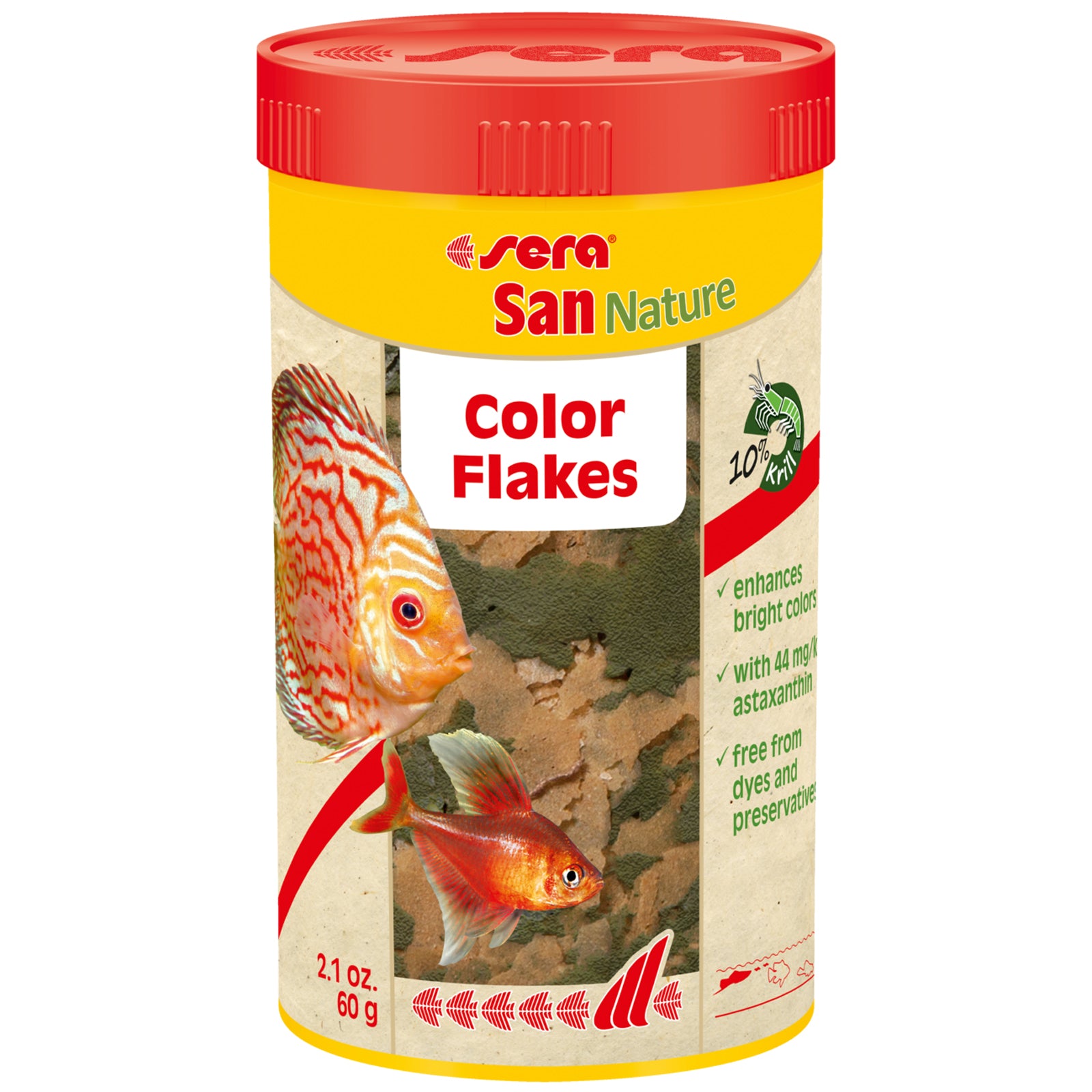 sera San Nature 250mL Freshwater Fish Food Color Flakes
