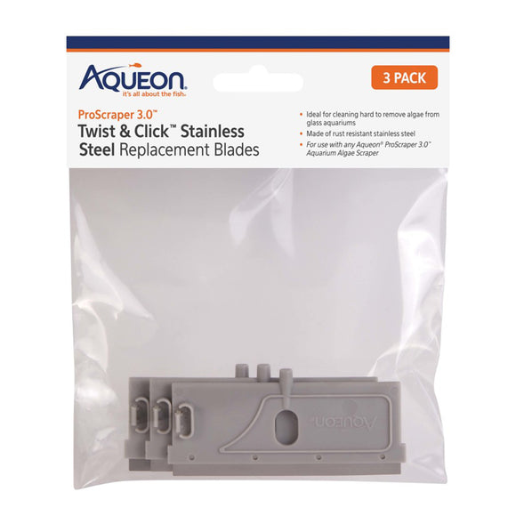 Aqueon ProScraper 3.0 Twist & Click Stainless Steel Replacement Blades 3 pack - www.ASAP-Aquarium.com