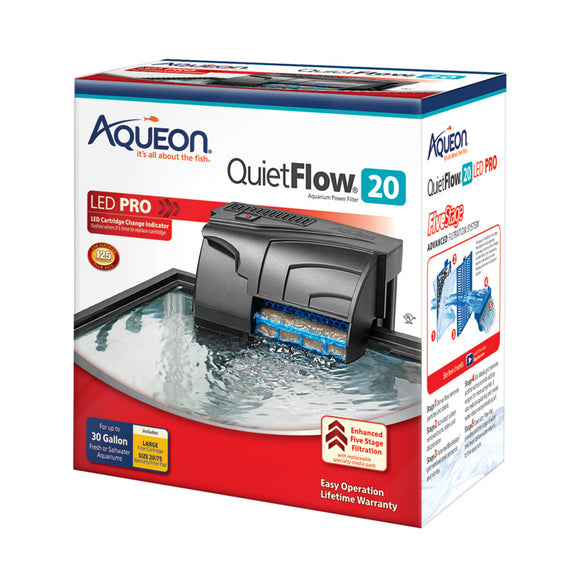 Aqueon QuietFlow 20 LED PRO Aquarium Power Filter - www.ASAP-Aquarium.com