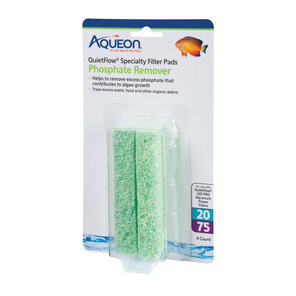 Aqueon QuietFlow Size 20/75 Specialty Filter Pads Phosphate Remover 4 pack - www.ASAP-Aquarium.com