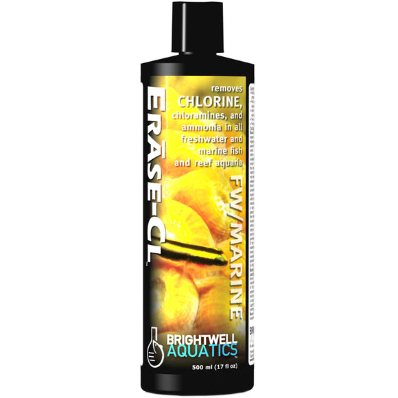 Brightwell Aquatics Erase-CL 500mL Water Conditioner Remove Chlorine & Ammonia Reef Safe - www.ASAP-Aquarium.com