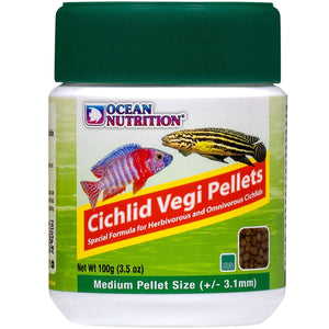 Ocean Nutrition Cichlid Vegi Pellets MEDIUM 100 grams (3.5 oz) - www.ASAP-Aquarium.com