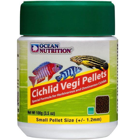 Ocean Nutrition Cichlid Vegi Pellets SMALL 100 grams (3.5 oz) - www.ASAP-Aquarium.com