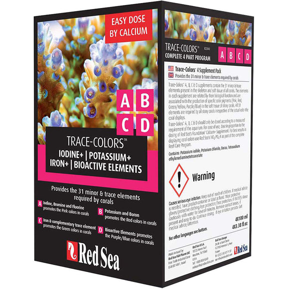 Red Sea Trace Colors ABCD Starter Pack 4x 100mL - www.ASAP-Aquarium.com