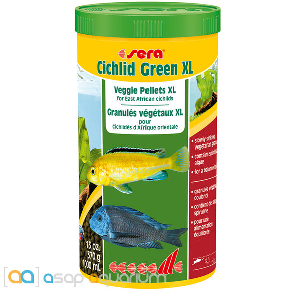 Sera Cichlid Green XL 13 oz (1000 mL) Veggie XL Pellet Food - www.ASAP-Aquarium.com