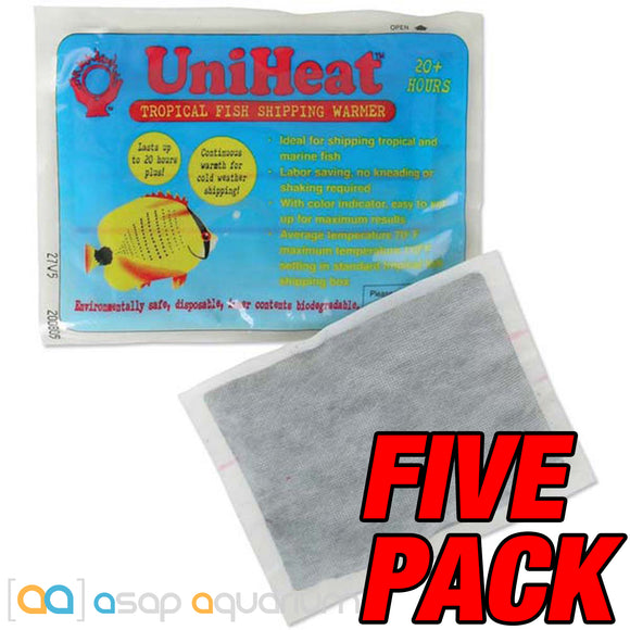 UniHeat 20 Hour Heat Pack - 5 Pack for Shipping Live Corals, Fish, Reptiles, Plants - www.ASAP-Aquarium.com