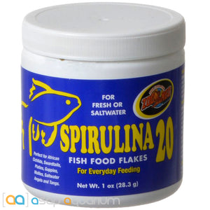 Zoo Med Spirulina 20 Fish Food Flakes 1 oz. - www.ASAP-Aquarium.com