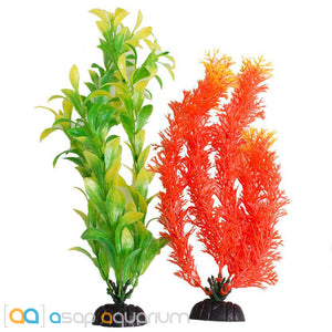 best plastic aquarium plants Aquatop Aquarium Plants 2 Pack Orange & Green 15" High– ASAP Aquarium