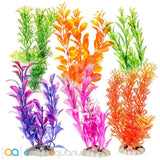 Aquatop 12 Pack of Aquarium Plants Variety Colors 6" High with Weighted Bases - www.ASAP-Aquarium.com
