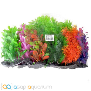 Aquatop 12 Pack of Aquarium Plants Variety Colors 6" High with Weighted Bases - www.ASAP-Aquarium.com