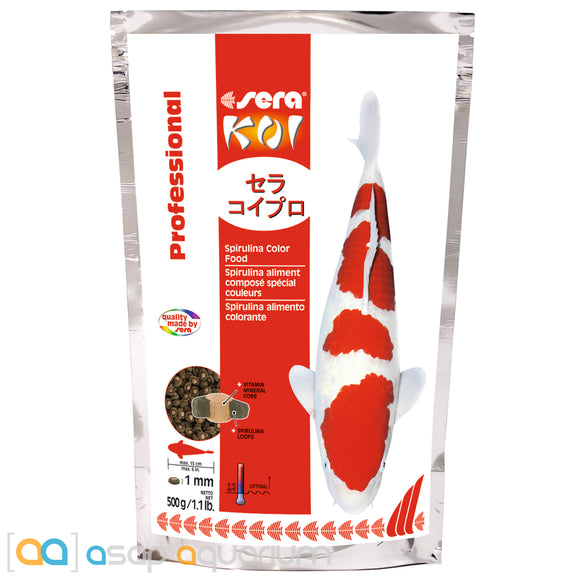 sera Koi Professional Spirulina Color Food 500 grams 1mm Pellets - www.ASAP-Aquarium.com